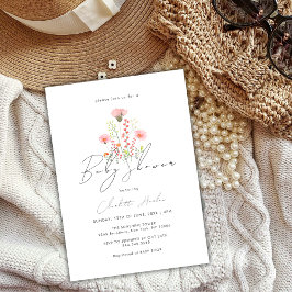 Invitación Elegante Baby Shower de caligrafía floral de flore