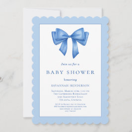 Invitación Elegante Baby Shower de cinta azul