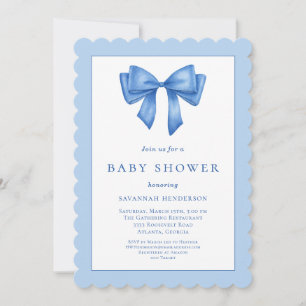 Invitación Elegante Baby Shower de cinta azul