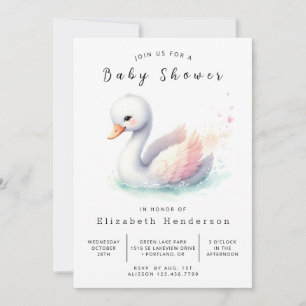 Invitación Elegante Baby Shower de cisne digital
