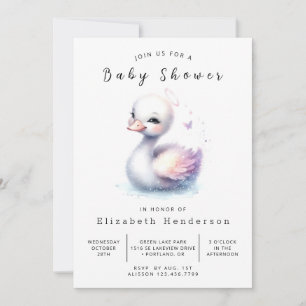 Invitación Elegante Baby Shower de cisne digital