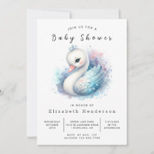 Invitación Elegante Baby Shower de cisne en línea