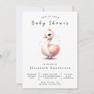 Invitación Elegante Baby Shower de cisne imprimible