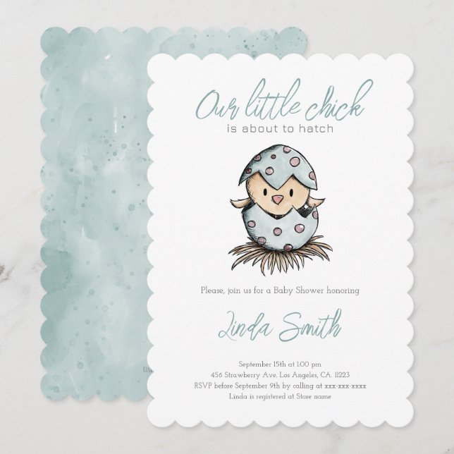 Invitación Elegante Baby Shower de color de agua (Anverso / Reverso)