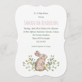 Invitación Elegante Baby Shower de conejito de primavera en W