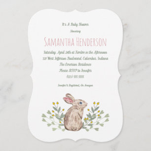 Invitación Elegante Baby Shower de conejito de primavera en W