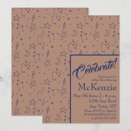 Invitación Elegante Baby Shower de constelaciones celestes