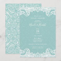 Elegante Baby Shower de encaje blanco turquesa Ver