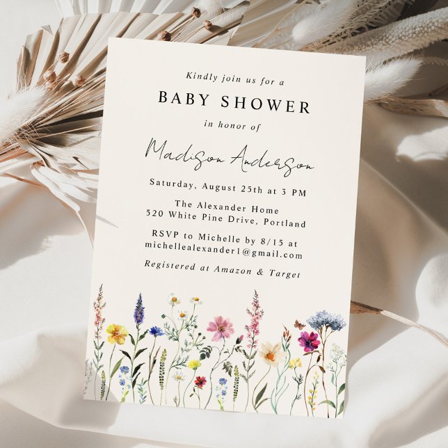 Invitación Elegante Baby Shower de Flor Silvestre (Subido por el creador)