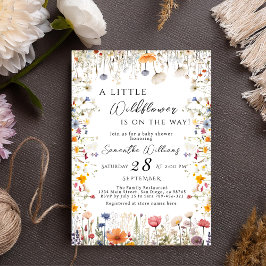 Invitación Elegante Baby Shower de Flor Silvestre Blanca