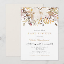 Invitación Elegante Baby Shower de flores de otoño