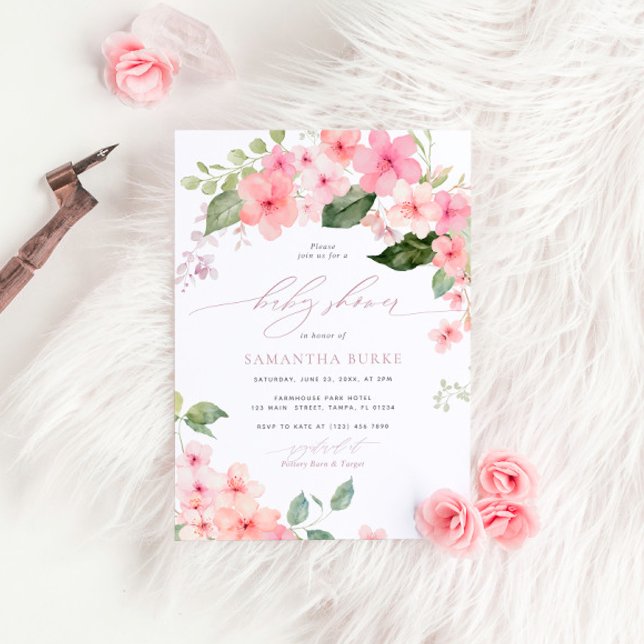 Invitación Elegante Baby Shower de flores rosadas de sakura (Subido por el creador)
