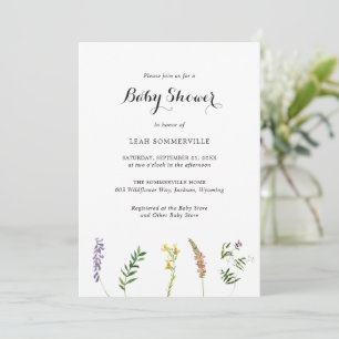 Invitación Elegante Baby Shower de flores silvestres rusticas