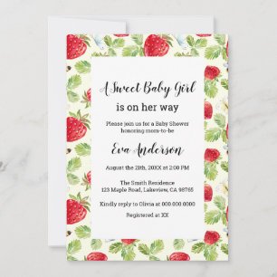 Invitación Elegante Baby Shower de fresa