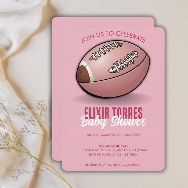 Invitación Elegante Baby Shower de Fútbol Rosa (Subido por el creador)