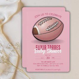 Invitación Elegante Baby Shower de Fútbol Rosa