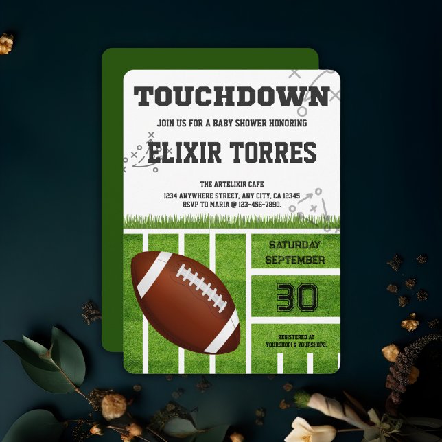 Invitación Elegante Baby Shower de Fútbol Touchdown (Subido por el creador)