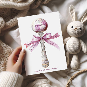 Invitación Elegante Baby Shower de ganancia rosada de plata
