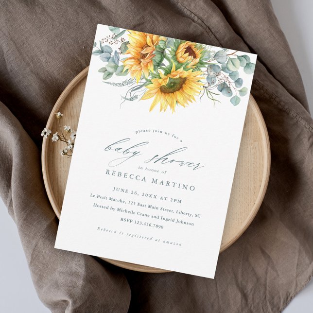 Invitación Elegante Baby Shower de girasol rústico (Subido por el creador)