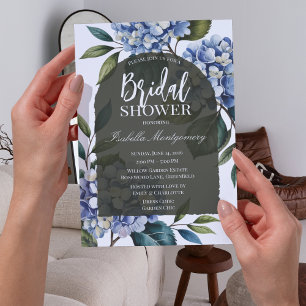 Invitación Elegante Baby Shower de Hydrangea Azul Suave Nupci