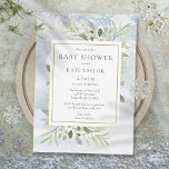 Invitación Elegante Baby Shower de invierno con copas de niev<br><div class="desc">Con delicadas hojas de acuarela sobre el fondo de la helada invernal,  esta moda de  neutra para la ducha de bebé o la invitación a rociar puede ser personalizada con su información especial del día. Diseñado por Thisisnotme©</div>