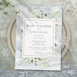 Invitación Elegante Baby Shower de invierno con copas de niev