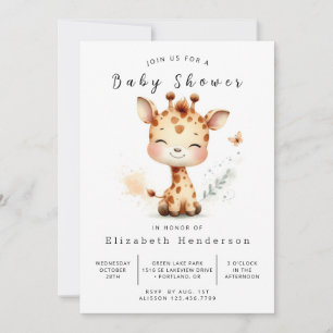 Invitación Elegante Baby Shower de jirafa en línea