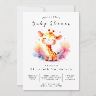 Invitación Elegante Baby Shower de jirafa en línea