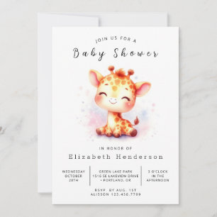 Invitación Elegante Baby Shower de jirafa imprimible