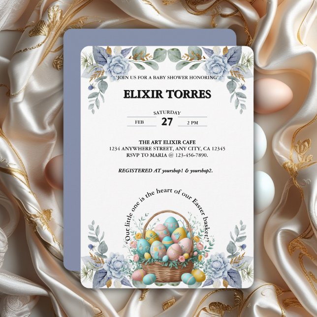 Invitación Elegante Baby Shower de la cesta de huevos de pasc (Subido por el creador)