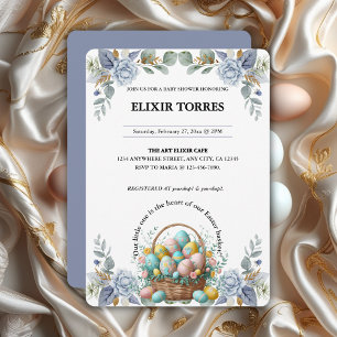 Invitación Elegante Baby Shower de la cesta de huevos de pasc