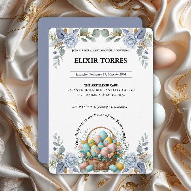 Invitación Elegante Baby Shower de la cesta de huevos de pasc (Subido por el creador)