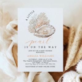 Invitación Elegante Baby Shower de la Perla Costera Beige