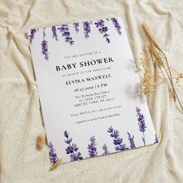 Invitación Elegante Baby Shower de lavanda floral