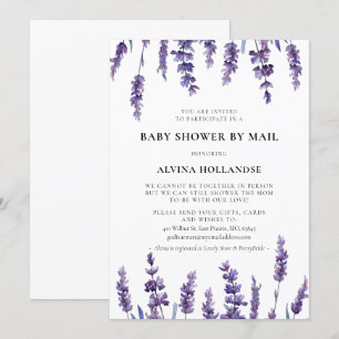 Invitación Elegante Baby Shower de lavanda floral por correo