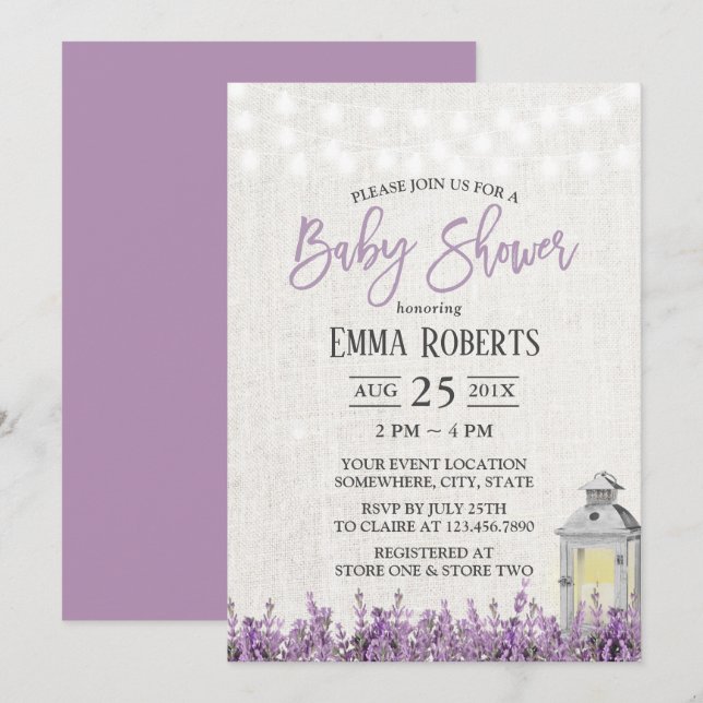 Invitación Elegante Baby Shower de Linterna Blanca Floral de  (Anverso / Reverso)