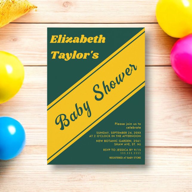 Invitación Elegante Baby Shower De Lujo Verde Y Oro (Subido por el creador)