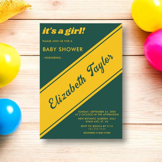 Invitación Elegante Baby Shower De Lujo Verde Y Oro (Subido por el creador)