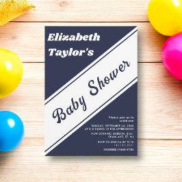 Invitación Elegante Baby Shower de Moda blanca azul de la Mar