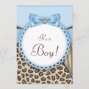 Invitación Elegante Baby Shower de niños marrones y azules