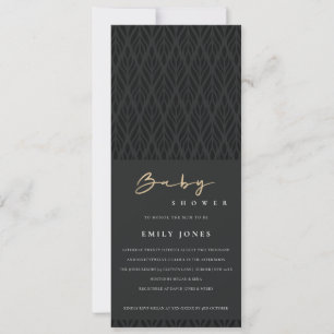 INVITACIÓN ELEGANTE BABY SHOWER DE ORO NEGRO ART DECO MODERNO