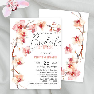 Invitación Elegante Baby Shower de Orquídea Rosa y Blanca