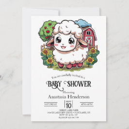 Invitación Elegante Baby Shower de oveja simple