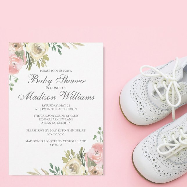Invitación Elegante Baby Shower de primavera de Chica floral  (Subido por el creador)
