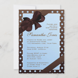 Invitación Elegante Baby Shower de puntos de polka azul y mar