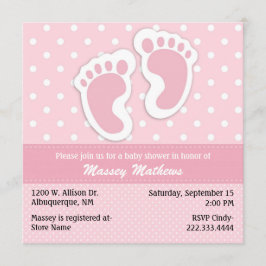 Invitación Elegante Baby Shower de puntos de polka rosa y bla