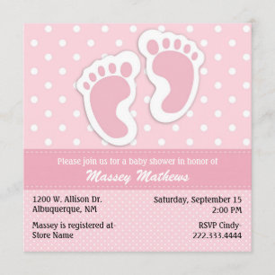 Invitación Elegante Baby Shower de puntos de polka rosa y bla