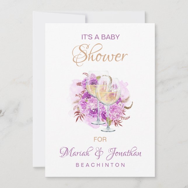 Invitación *~* Elegante BABY SHOWER de queso de vino (Anverso)