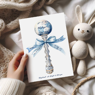 Invitación Elegante Baby Shower de ráfaga azul plateado