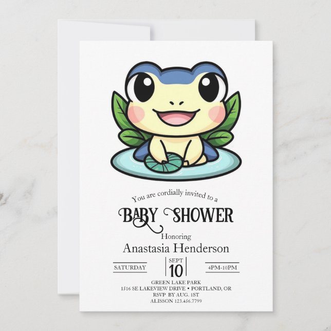 Invitación Elegante Baby Shower de rana mágica (Anverso)
